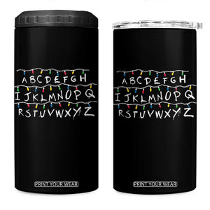 Funny Stranger Christmas 4 in 1 Can Cooler Tumbler Alphabet Xmas Lights Movie TS11 One Size: 16 oz Black Print Your Wear