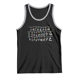 Funny Stranger Christmas Tank Top Alphabet Xmas Lights Movie TS11 Black Athletic Heather Print Your Wear