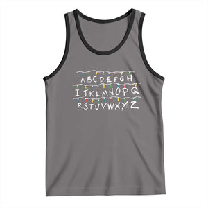 Funny Stranger Christmas Tank Top Alphabet Xmas Lights Movie TS11 Deep Heather Black Print Your Wear