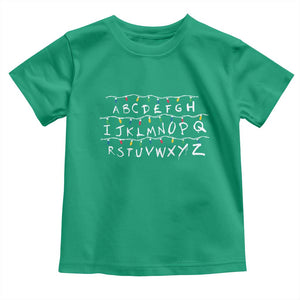 Funny Stranger Christmas Toddler T Shirt Alphabet Xmas Lights Movie TS11 Irish Green Print Your Wear
