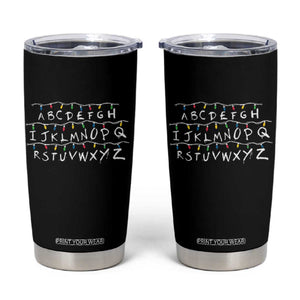 Funny Stranger Christmas Tumbler Cup Alphabet Xmas Lights Movie TS11 Black Print Your Wear