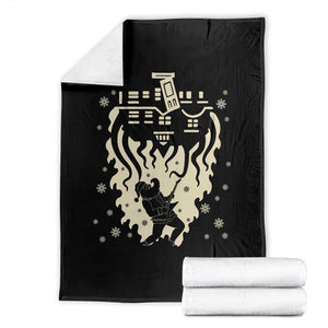 Funny Stranger Christmas Throw Blanket Heavy Metal Santa Upside Down TS11 Black Print Your Wear