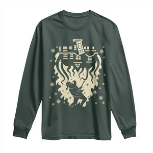 Funny Stranger Christmas Long Sleeve Shirt Heavy Metal Santa Upside Down TS11 Dark Forest Green Print Your Wear