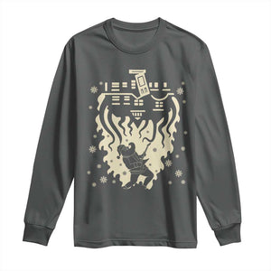 Funny Stranger Christmas Long Sleeve Shirt Heavy Metal Santa Upside Down TS11 Dark Heather Print Your Wear