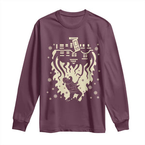 Funny Stranger Christmas Long Sleeve Shirt Heavy Metal Santa Upside Down TS11 Maroon Print Your Wear