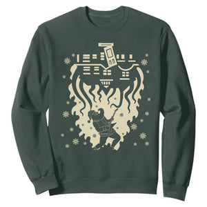Funny Stranger Christmas Sweatshirt Heavy Metal Santa Upside Down TS11 Dark Forest Green Print Your Wear