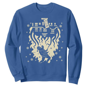 Funny Stranger Christmas Sweatshirt Heavy Metal Santa Upside Down TS11 Royal Blue Print Your Wear