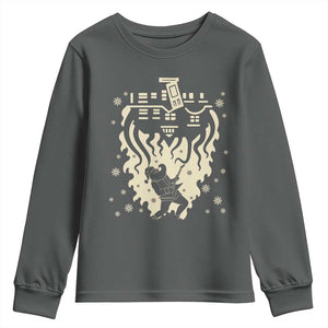 Funny Stranger Christmas Youth Sweatshirt Heavy Metal Santa Upside Down TS11 Dark Heather Print Your Wear