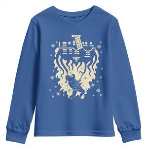 Funny Stranger Christmas Youth Sweatshirt Heavy Metal Santa Upside Down TS11 Royal Blue Print Your Wear