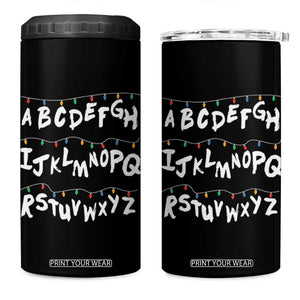 Funny Stranger Christmas 4 in 1 Can Cooler Tumbler Alphabet Xmas Lights TS11 One Size: 16 oz Black Print Your Wear