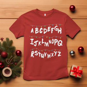 Funny Stranger Christmas T Shirt Alphabet Xmas Lights TS11 Red Print Your Wear