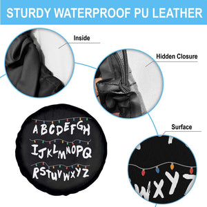 Funny Stranger Christmas Spare Tire Cover Alphabet Xmas Lights TS11 Print Your Wear