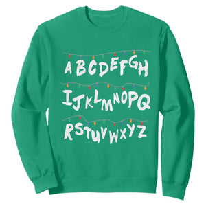 Funny Stranger Christmas Sweatshirt Alphabet Xmas Lights TS11 Irish Green Print Your Wear