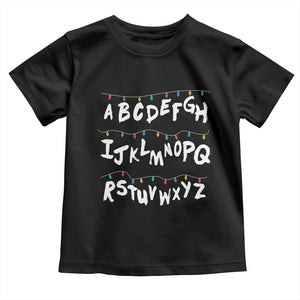 Funny Stranger Christmas Toddler T Shirt Alphabet Xmas Lights TS11 Black Print Your Wear