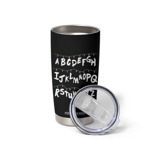 Funny Stranger Christmas Tumbler Cup Alphabet Xmas Lights TS11 Print Your Wear