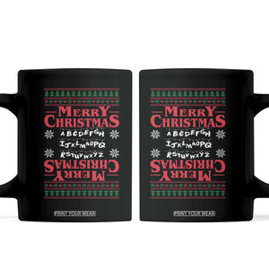 Funny Stranger Xmas Coffee Mug Merry Christmas Alphabet Neon Lights Movie TS11 Black Print Your Wear