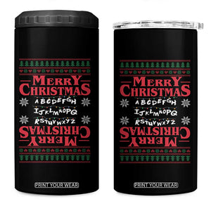 Funny Stranger Xmas 4 in 1 Can Cooler Tumbler Merry Christmas Alphabet Neon Lights Movie TS11 One Size: 16 oz Black Print Your Wear
