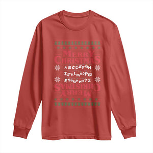 Funny Stranger Xmas Long Sleeve Shirt Merry Christmas Alphabet Neon Lights Movie TS11 Red Print Your Wear