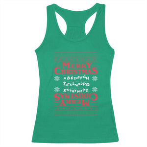 Funny Stranger Xmas Racerback Tank Top Merry Christmas Alphabet Neon Lights Movie TS11 Irish Green Print Your Wear