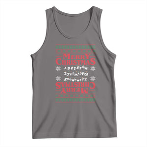 Funny Stranger Xmas Tank Top Merry Christmas Alphabet Neon Lights Movie TS11 Deep Heather Print Your Wear