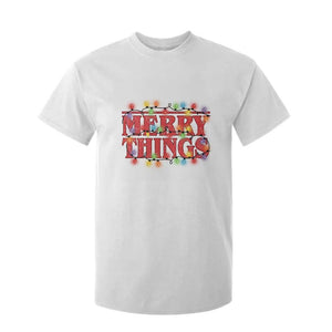 Funny Stranger Christmas T Shirt For Kid Merry Things Xmas Movie Neon Lights TS11 White Print Your Wear
