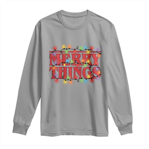 Funny Stranger Christmas Long Sleeve Shirt Merry Things Xmas Movie Neon Lights TS11 Sport Gray Print Your Wear