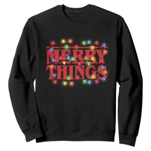 Funny Stranger Christmas Sweatshirt Merry Things Xmas Movie Neon Lights TS11 Black Print Your Wear