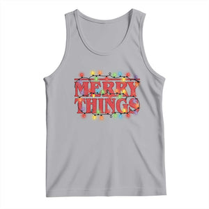 Funny Stranger Christmas Tank Top Merry Things Xmas Movie Neon Lights TS11 Athletic Heather Print Your Wear