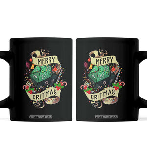 Funny Christmas Tabletop RPG Coffee Mug Merry Critmas D20 RPG Gamer Gaming TS11 Black Print Your Wear