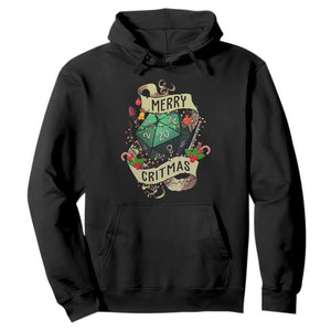 Funny Christmas Tabletop RPG Hoodie Merry Critmas D20 RPG Gamer Gaming TS11 Black Print Your Wear