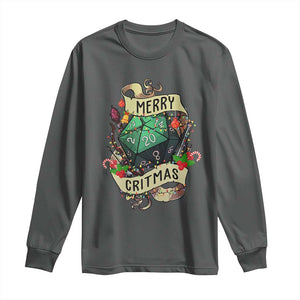 Funny Christmas Tabletop RPG Long Sleeve Shirt Merry Critmas D20 RPG Gamer Gaming TS11 Dark Heather Print Your Wear