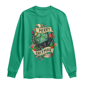 Funny Christmas Tabletop RPG Long Sleeve Shirt Merry Critmas D20 RPG Gamer Gaming TS11 Irish Green Print Your Wear