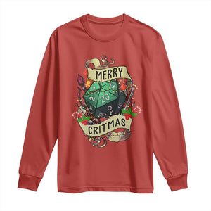 Funny Christmas Tabletop RPG Long Sleeve Shirt Merry Critmas D20 RPG Gamer Gaming TS11 Red Print Your Wear