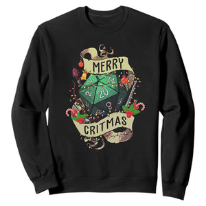 Funny Christmas Tabletop RPG Sweatshirt Merry Critmas D20 RPG Gamer Gaming TS11 Black Print Your Wear