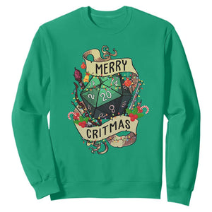 Funny Christmas Tabletop RPG Sweatshirt Merry Critmas D20 RPG Gamer Gaming TS11 Irish Green Print Your Wear