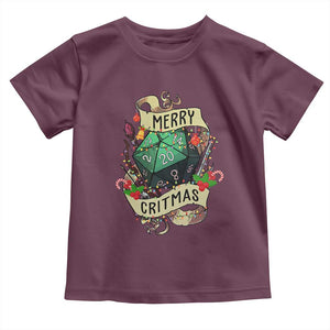 Funny Christmas Tabletop RPG Toddler T Shirt Merry Critmas D20 RPG Gamer Gaming TS11 Maroon Print Your Wear