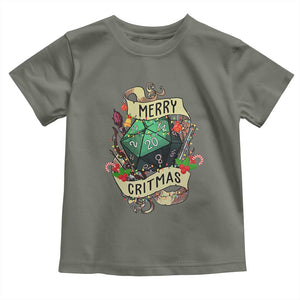 Funny Christmas Tabletop RPG Toddler T Shirt Merry Critmas D20 RPG Gamer Gaming TS11 Military Green Print Your Wear