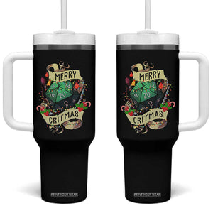 Funny Christmas Tabletop RPG Tumbler With Handle Merry Critmas D20 RPG Gamer Gaming TS11 One Size: 40 oz Black Print Your Wear