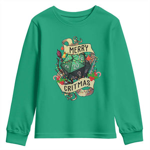 Funny Christmas Tabletop RPG Youth Sweatshirt Merry Critmas D20 RPG Gamer Gaming TS11 Irish Green Print Your Wear