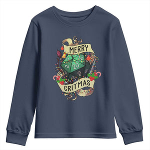 Funny Christmas Tabletop RPG Youth Sweatshirt Merry Critmas D20 RPG Gamer Gaming TS11 Navy Print Your Wear