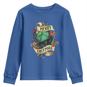 Funny Christmas Tabletop RPG Youth Sweatshirt Merry Critmas D20 RPG Gamer Gaming TS11 Royal Blue Print Your Wear