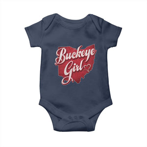 Funny Buckeye Girl Baby Onesie Red Map Of Ohio State TS11 Navy Print Your Wear