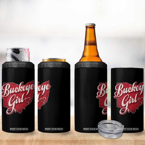 Funny Buckeye Girl 4 in 1 Can Cooler Tumbler Red Map Of Ohio State TS11 Print Your Wear