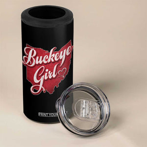 Funny Buckeye Girl 4 in 1 Can Cooler Tumbler Red Map Of Ohio State TS11 Print Your Wear