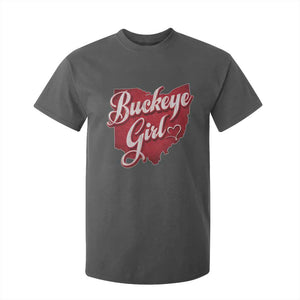 Funny Buckeye Girl T Shirt For Kid Red Map Of Ohio State TS11 Dark Heather Print Your Wear