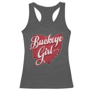 Funny Buckeye Girl Racerback Tank Top Red Map Of Ohio State TS11 Dark Heather Print Your Wear