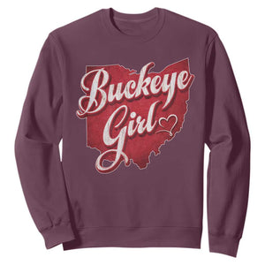 Funny Buckeye Girl Sweatshirt Red Map Of Ohio State TS11 Maroon Print Your Wear
