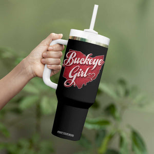 Funny Buckeye Girl Tumbler With Handle Red Map Of Ohio State TS11 Print Your Wear