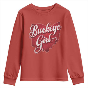 Funny Buckeye Girl Youth Sweatshirt Red Map Of Ohio State TS11 Red Print Your Wear