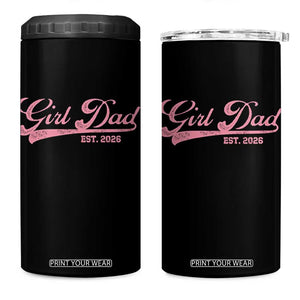 Girl Dad Est 2026 4 in 1 Can Cooler Tumbler Dad Of Girl 2026 Pink Baby Announcement TS11 One Size: 16 oz Black Print Your Wear